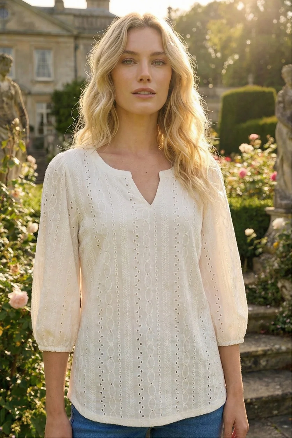 Roman Ivory Broderie Detail Tunic Top - 20 Image 1