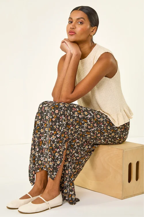 Roman Pink Ditsy Floral Stretch Maxi Skirt - Size 16 Image 2