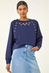 Roman Navy Eyelet Detail Stretch Top - Size 20 Image 4