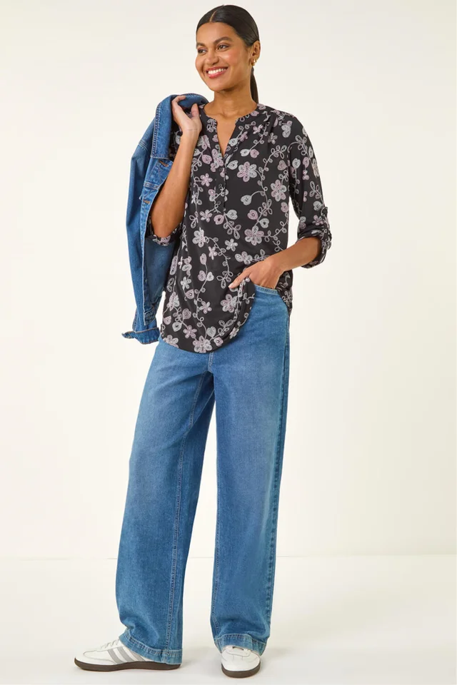 Roman Pink Floral Textured Puff Print Shirt