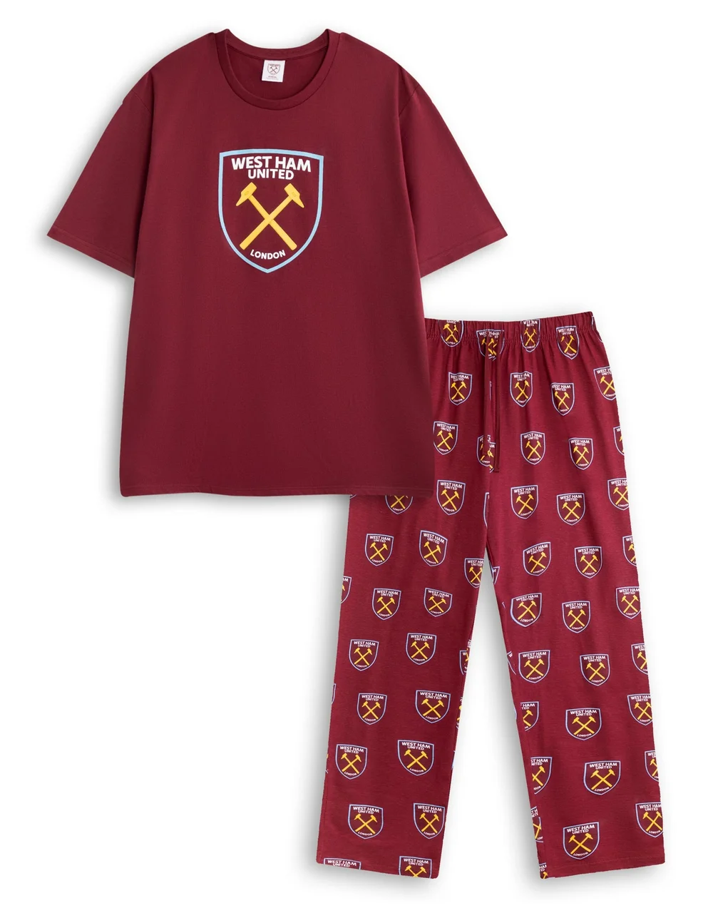 Vanilla Underground West Ham United Logo Red Short Sleeve Long Leg Pyjama Set - Medium Image 1