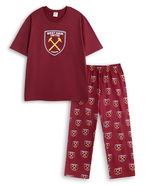 Vanilla Underground West Ham United Logo Red Short Sleeve Long Leg Pyjama Set - Medium Image 1