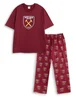 Vanilla Underground West Ham United Logo Red Short Sleeve Long Leg Pyjama Set - Medium Image 1