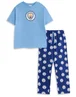 Vanilla Underground Manchester City Logo Blue Short Sleeve Long Leg Pyjama Set - Extra Large Image 1