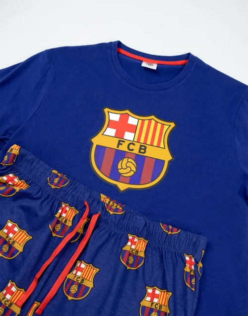 Vanilla Underground FC Barcelona Logo Black Short Sleeve Long Leg Pyjama Set - XXL Image 4