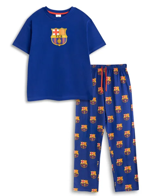 Vanilla Underground FC Barcelona Logo Black Short Sleeve Long Leg Pyjama Set - XXL Image 1