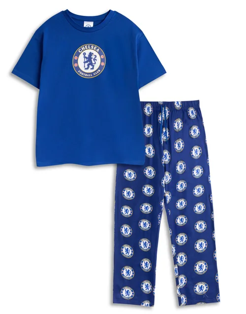 Vanilla Underground Chelsea Logo Blue Short Sleeve Long Leg Pyjama Set - Medium Image 1