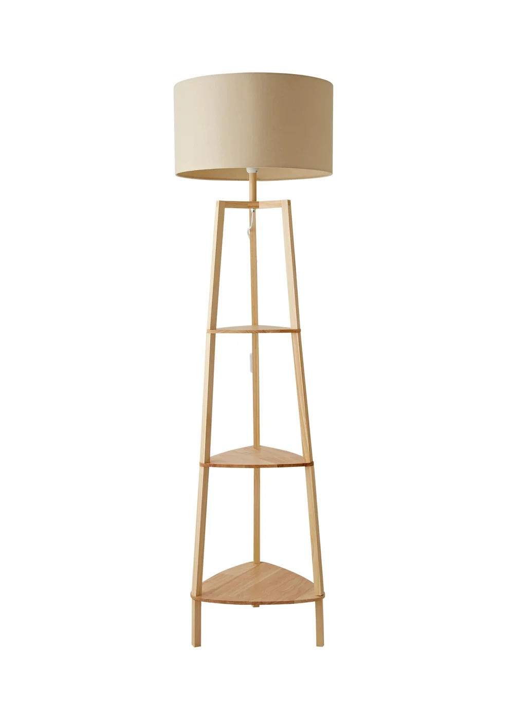 ValueLights Hiru Natural 3 Tier Shelf Floor Lamp with Natural Drum Shade - One Size Image 5