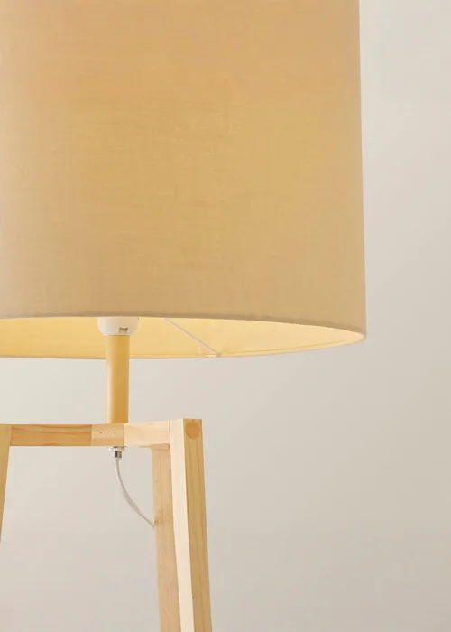 ValueLights Hiru Natural 3 Tier Shelf Floor Lamp with Natural Drum Shade - One Size Image 4