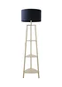 ValueLights Hiru Cream 3 Tier Shelf Floor Lamp with Navy Drum Shade - One Size Image 5