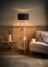 ValueLights Hiru Cream 3 Tier Shelf Floor Lamp with Navy Drum Shade - One Size Image 2