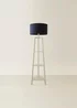 ValueLights Hiru Cream 3 Tier Shelf Floor Lamp with Navy Drum Shade - One Size Image 3