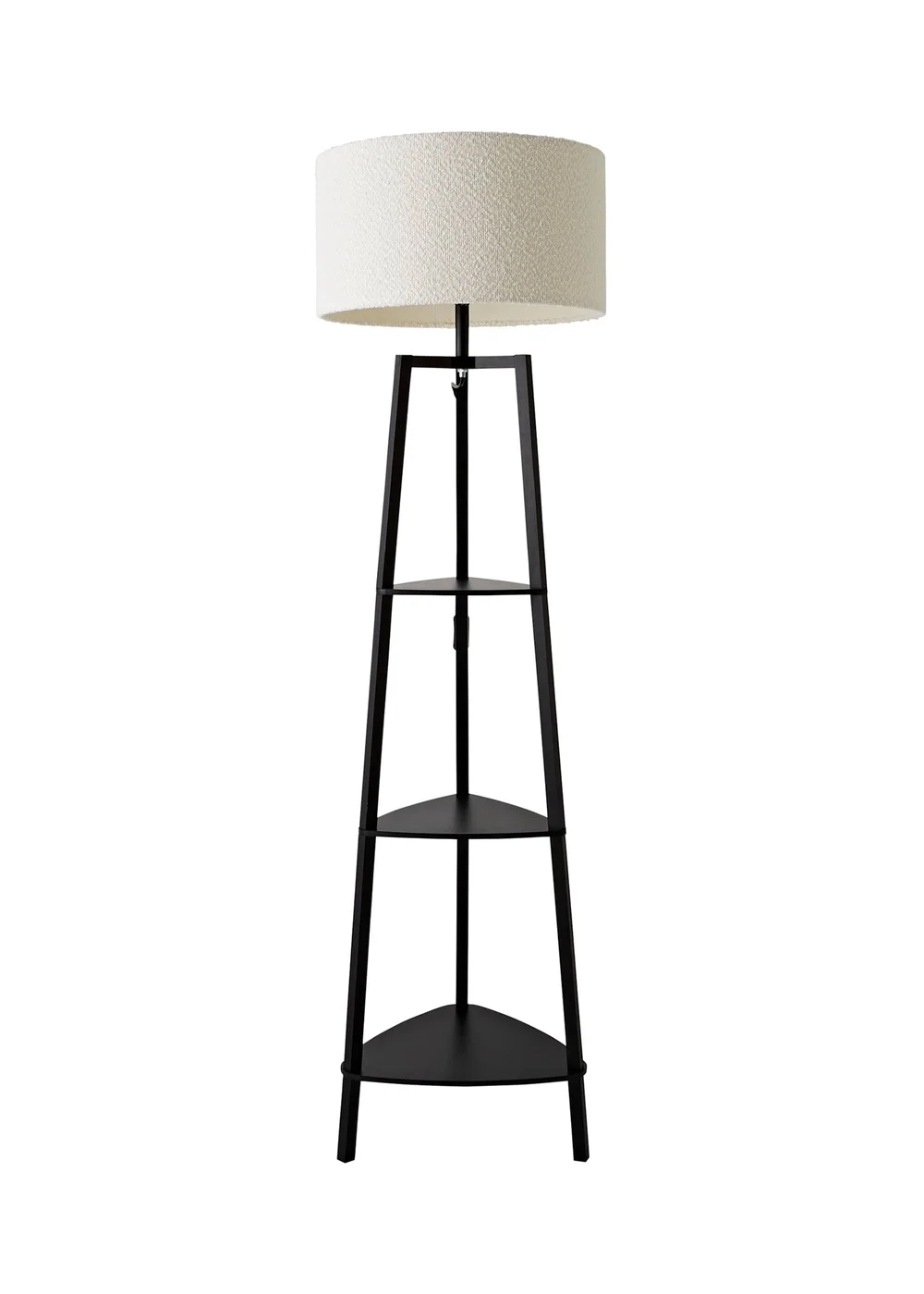 ValueLights Hiru Black 3 Tier Shelf Floor Lamp with Cream Boucle Shade - One Size Image 5