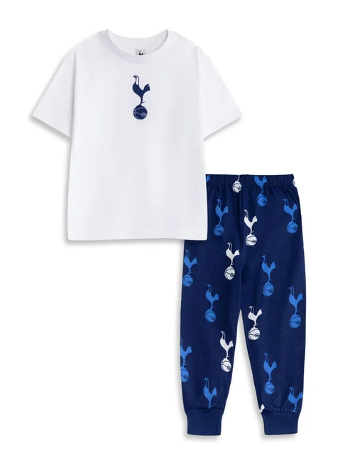 Vanilla Underground Tottenham Hotspur Logo Kids Short Sleeve Long Leg Pyjama Set (18mnths - 14 yrs) - Age 7-8 Years Image 1