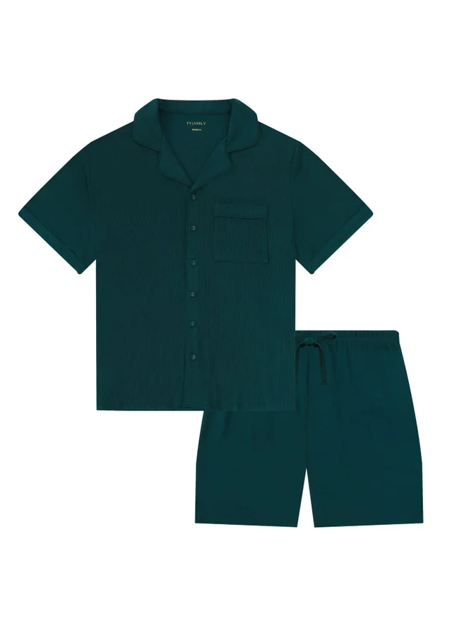 Pyjamily Emerald Green Midnight Jewel Men's Two-Piece Short Matching Pyjama Set
