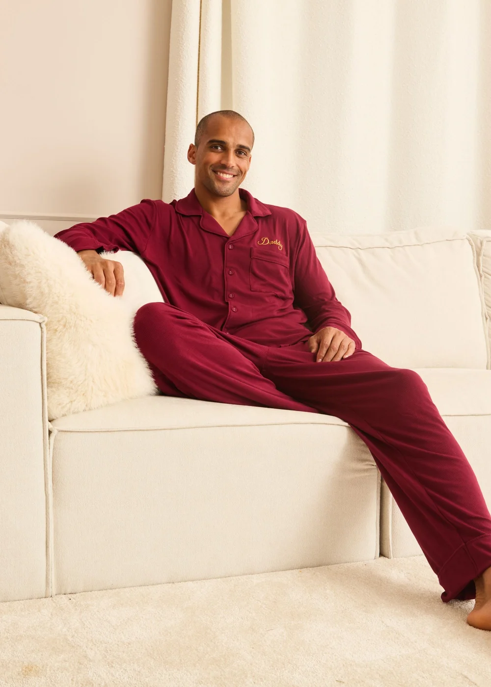 Pyjamily Rich Burgundy Midnight Jewel Men's Two-Piece Long Matching Pyjama Set - XL Image 3