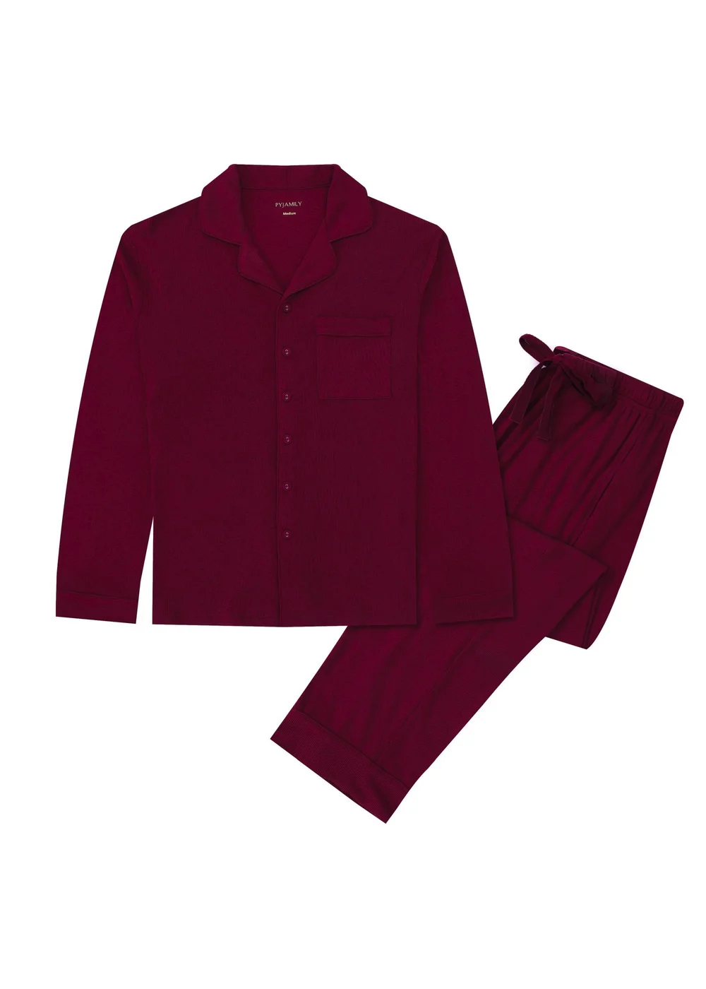 Pyjamily Rich Burgundy Midnight Jewel Men's Two-Piece Long Matching Pyjama Set - XL Image 1