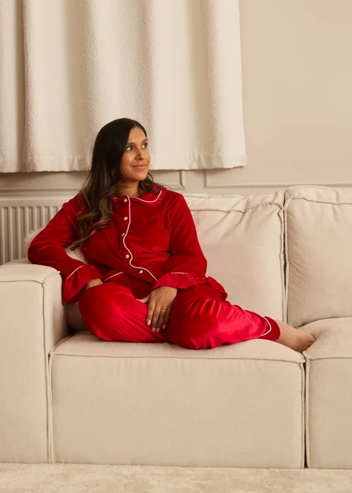 My Christmas Pyjamas Red Velvet Rouge Two-Piece Long Matching Pyjama Set - 10-12 Image 4