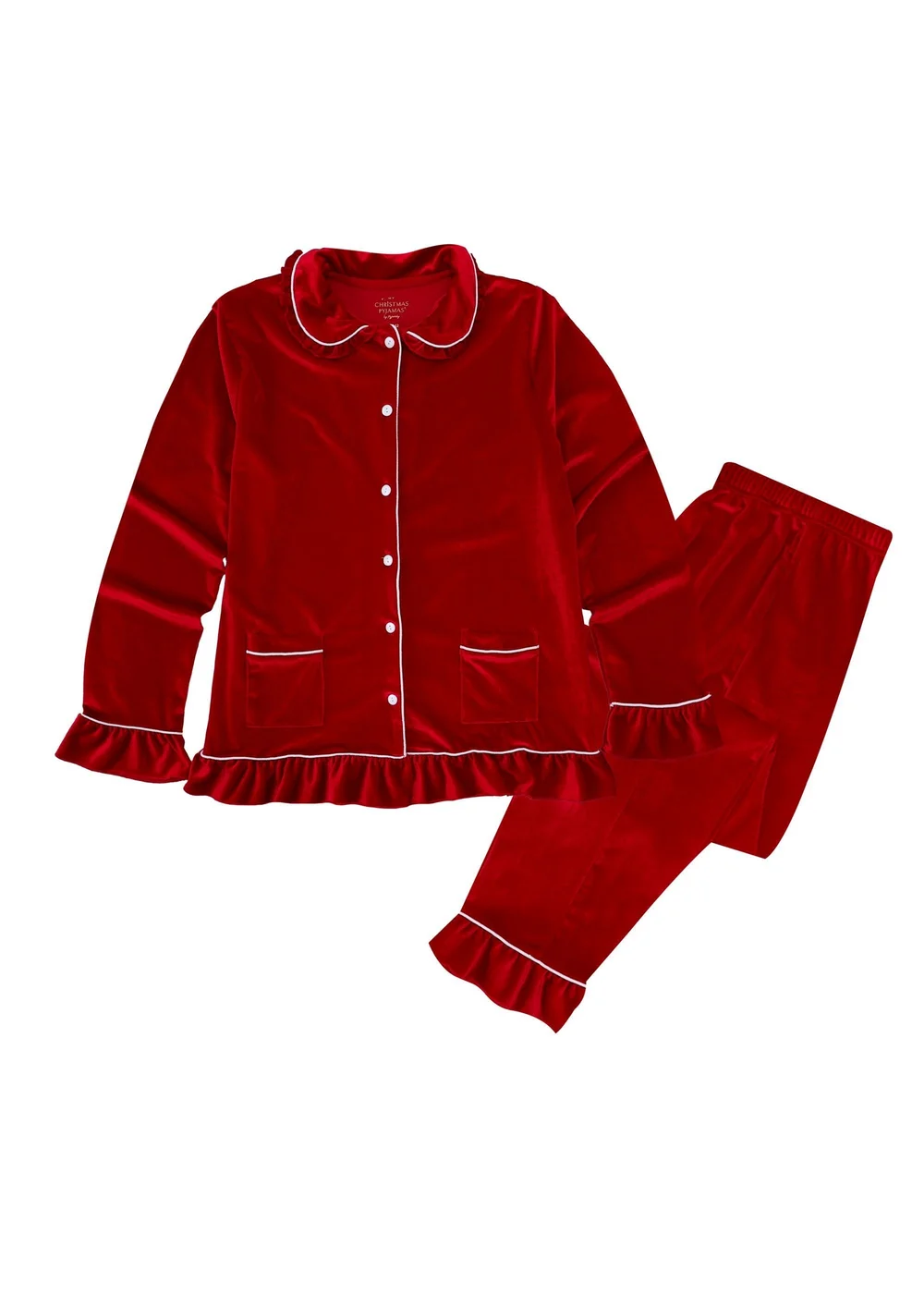 My Christmas Pyjamas Red Velvet Rouge Two-Piece Long Matching Pyjama Set - 10-12 Image 1