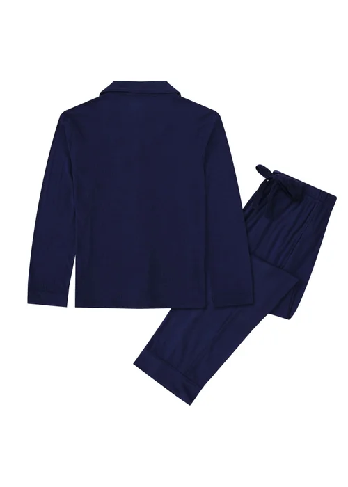Pyjamily Sapphire Blue Midnight Jewel Men's Two-Piece Long Matching Pyjama Set - L Image 2