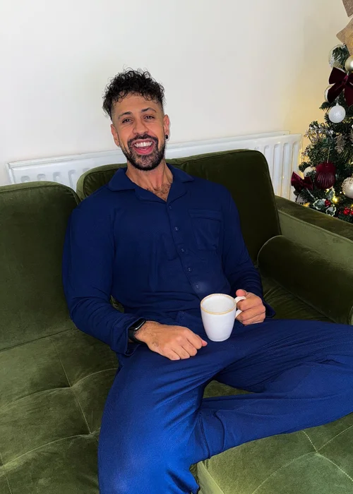 Pyjamily Sapphire Blue Midnight Jewel Men's Two-Piece Long Matching Pyjama Set - L Image 3
