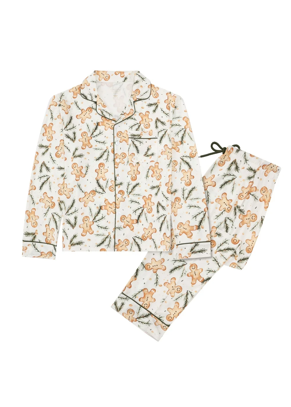 My Christmas Pyjamas White Gumdrop Buttons Two-Piece Long Matching Pyjama Set - S Image 1
