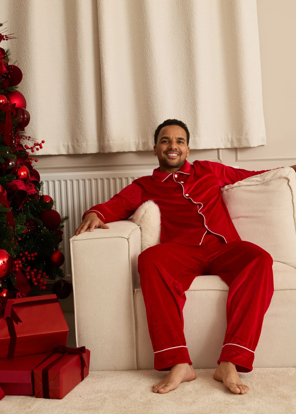 My Christmas Pyjamas Red Velvet Rouge Two Piece Long Matching Pyjama Set - Large Image 3
