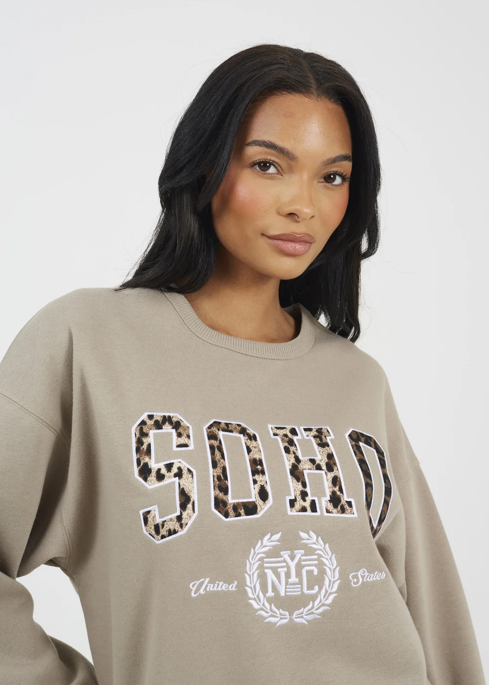 Brave Soul Taupe Slogan Crew Neck Sweatshirt - XL Image 3