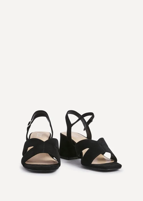 Linzi Empire Wide Fit Black Faux Suede Link Detail Block Heels - Size 3 Image 3