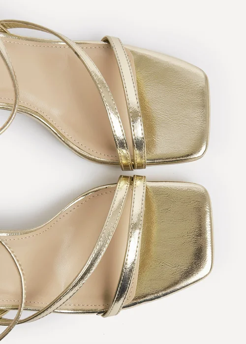 Linzi Nicole Gold Faux Leather Strappy Heels - Size 4 Image 4