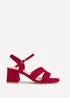 Linzi Empire Wide Fit Red Faux Suede Link Detail Block Heels - Size 5 Image 2