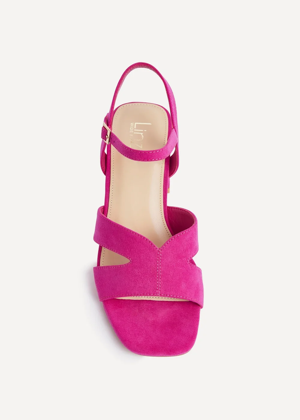 Linzi Empire Wide Fit Fuchsia Faux Suede Link Detail Block Heels - Size 5 Image 4