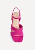 Linzi Empire Wide Fit Fuchsia Faux Suede Link Detail Block Heels - Size 5 Image 4