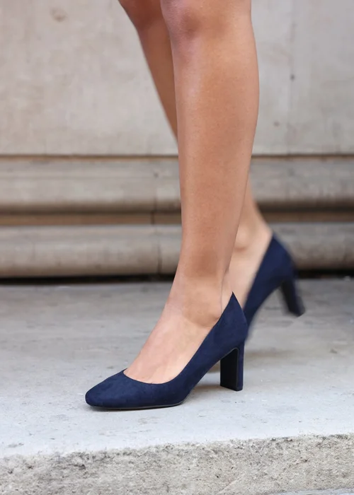 Linzi Agenda Navy Faux Suede Modern Style Court Heel - Size 7 Image 1