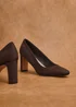 Linzi Agenda Brown Faux Suede Modern Style Court Heel - Size 8 Image 1