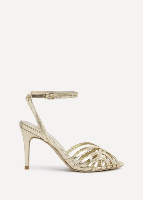 Linzi Eros Gold Faux Leather Caged Stiletto Heel - Size 6 Image 2