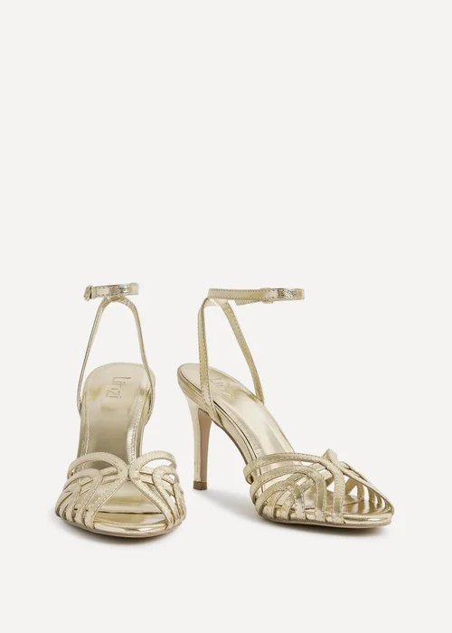 Linzi Eros Gold Faux Leather Caged Stiletto Heel - Size 6 Image 3