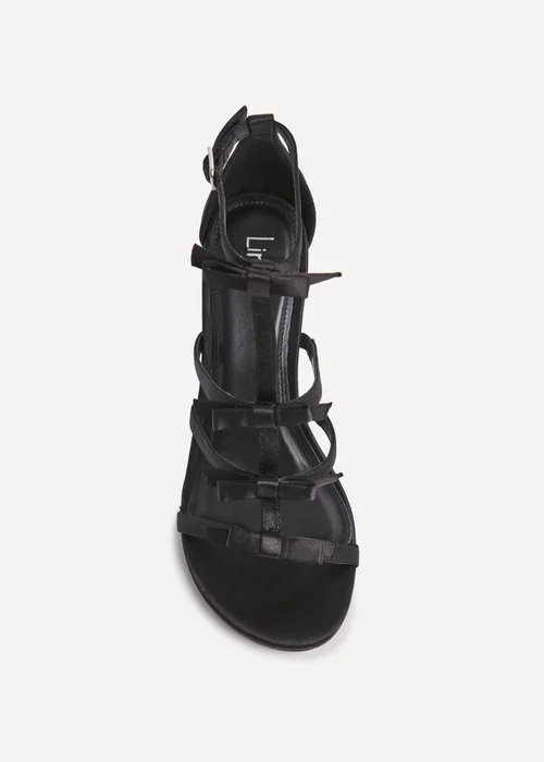 Linzi Saviour Black Satin T-Bar Bow Heel - Size 6 Image 4