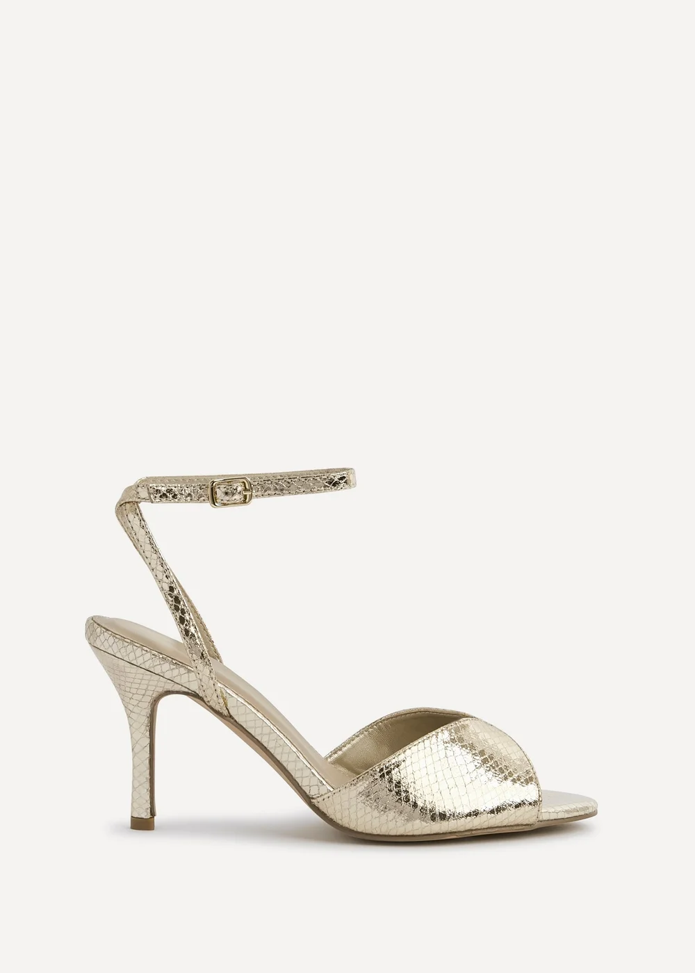 Linzi Parlour Gold Faux Leather Peep Toe Stiletto Heel - Size 4 Image 2