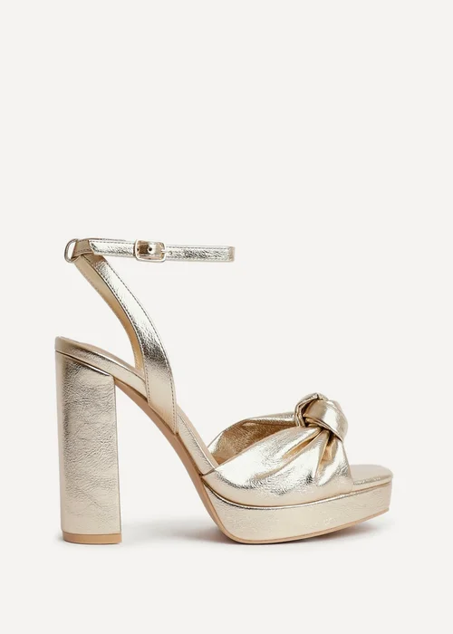 Linzi Ruba Gold Faux Leather Platform Heel - Size 5 Image 2