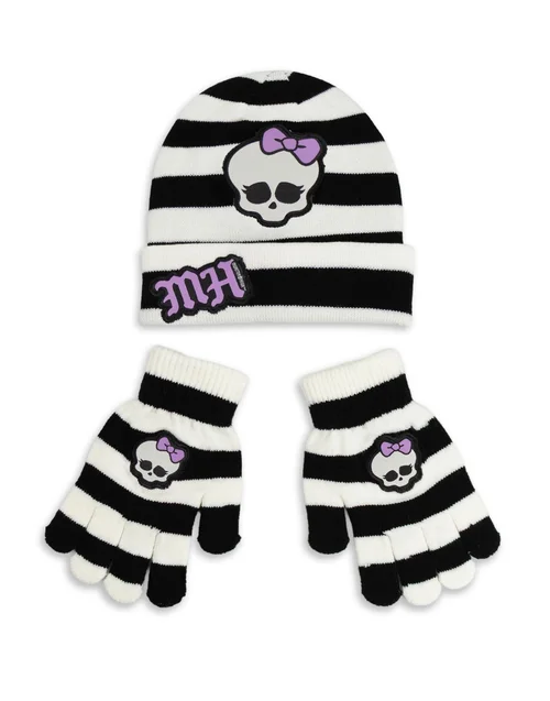 Vanilla Underground Monster High Kids Black Beanie & Gloves - One Size Image 1