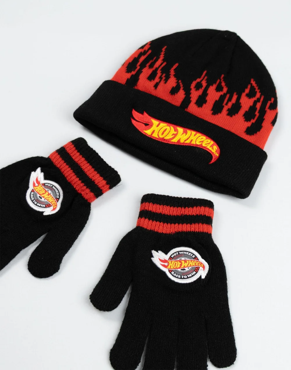 Vanilla Underground Hot Wheels Kids Black Beanie & Gloves - One Size Image 2