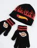 Vanilla Underground Hot Wheels Kids Black Beanie & Gloves - One Size Image 2