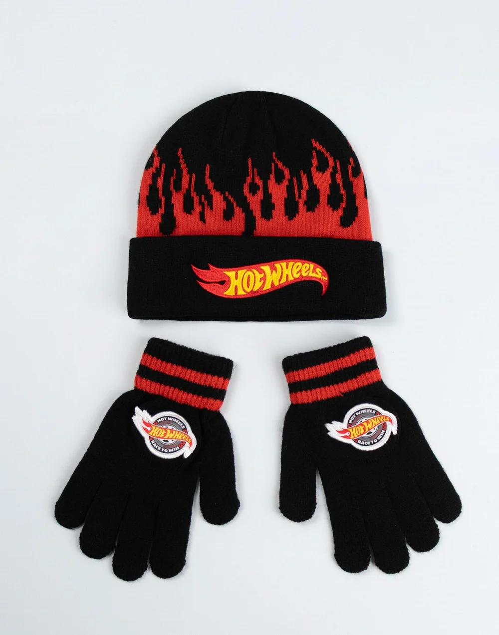 Vanilla Underground Hot Wheels Kids Black Beanie & Gloves - One Size Image 1