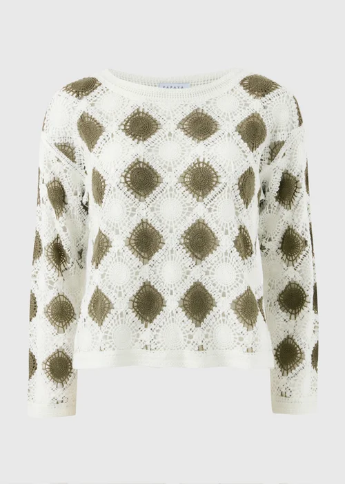 Sage Green Crochet Patchwork Jumper - S Image 2