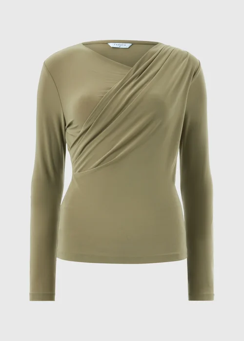 Olive Long Sleeve Wrap Top - Size 8 Image 3
