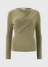 Olive Long Sleeve Wrap Top - Size 8 Image 3