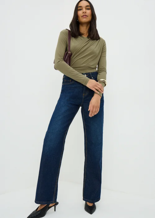 Olive Long Sleeve Wrap Top - Size 8 Image 2