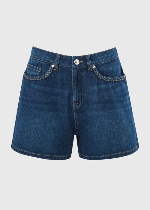 Dark Wash Plait Pocket Denim Shorts - 16 Image 4