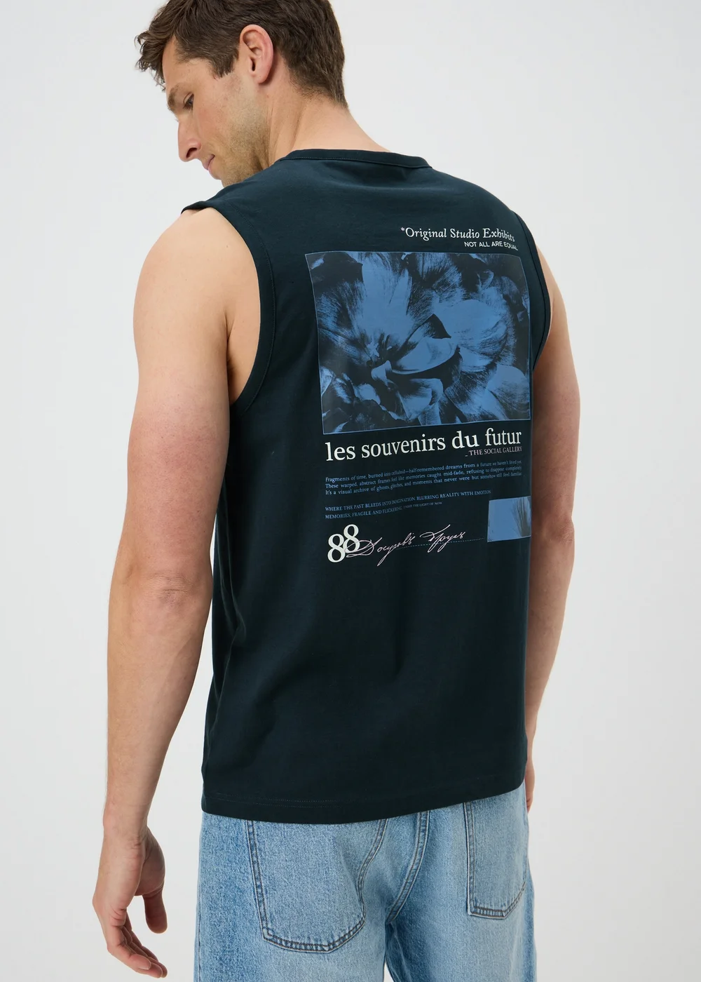 Navy Floral Graphic Tank Vest - S Image 2